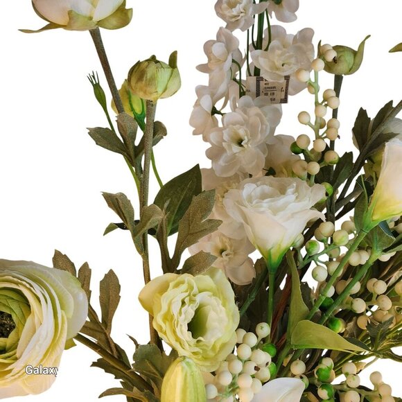 Artificial White Floral Bouquet W/ Lilies Roses & Hydrangeas - 13 Stems Realisti - Picture 14 of 14